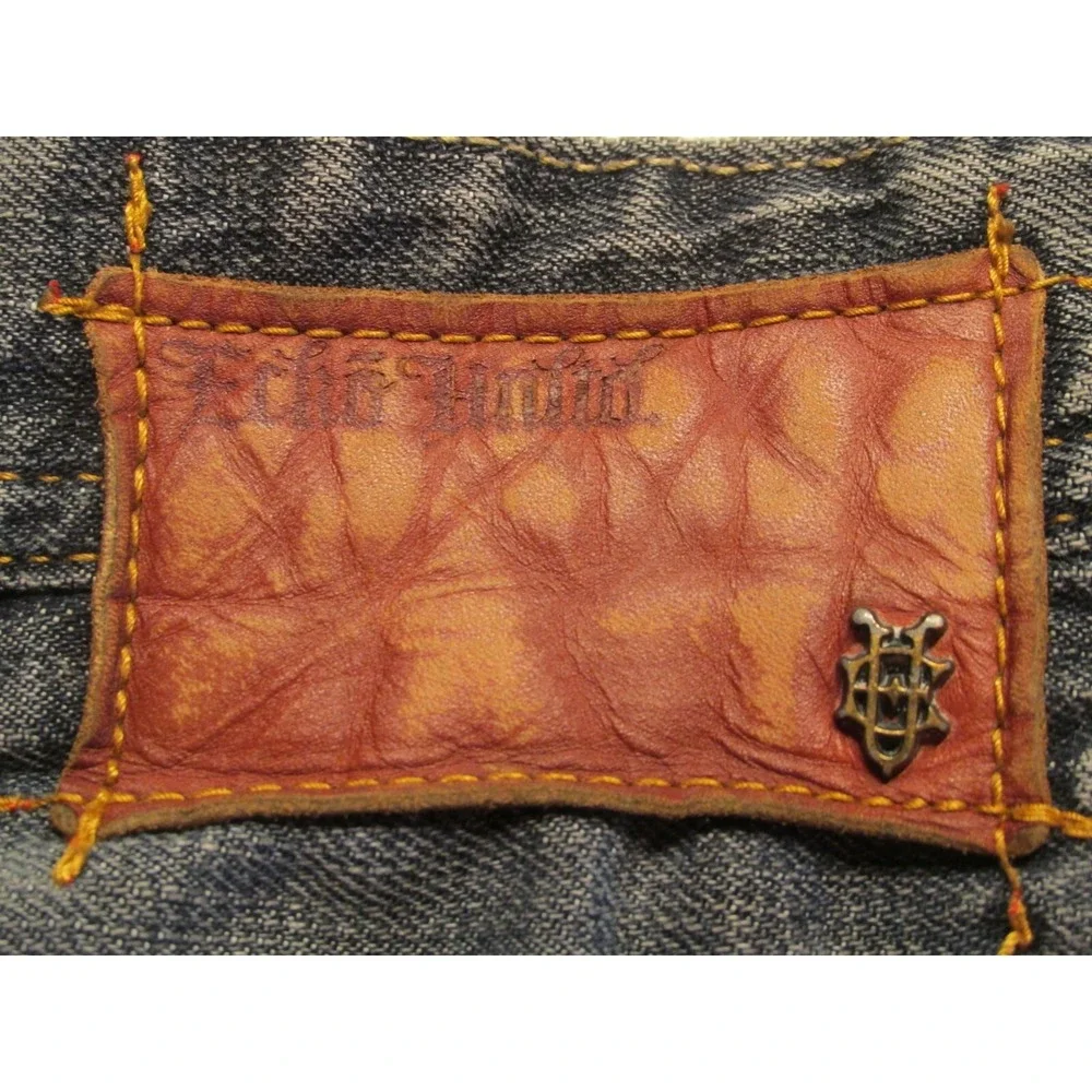 ECKO UNLTD 1972 Straight Leg Jeans Men 34/30 Blue Denim Distressed Mid Rise